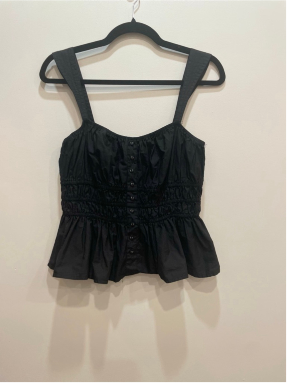 Moon River Black Corset Milkmaid Tank Top L Button Front Dark Fairy Romantic